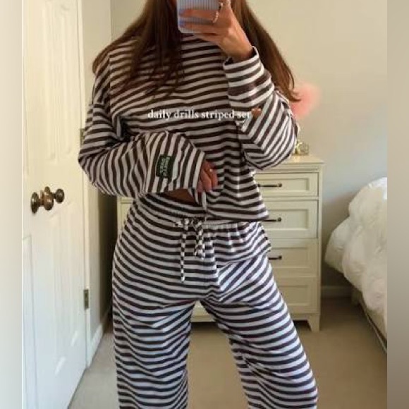 Daily Drills Sweaters - Daily Drills Black and White Striped Crewneck Sweater